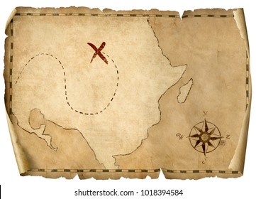 Treasure Pirates' Old Map Isolated 3d Illustration