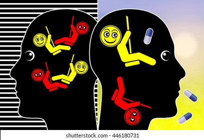 Treatment Of Bipolar Disorder. Medication To Handle Mood Swings Ranging From Mania To Depression