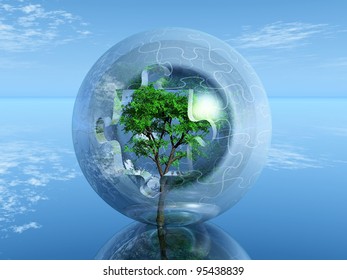 a tree in a bubble puzzle - Shutterstock ID 95438839