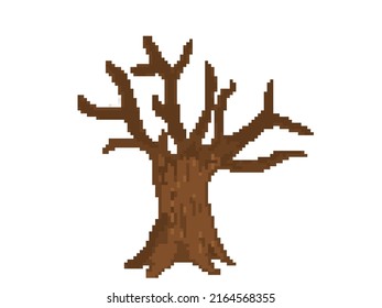 A Tree In Different Seasons Of The Year. Seasonal Crown Of Trees. Pixel Art Tree.