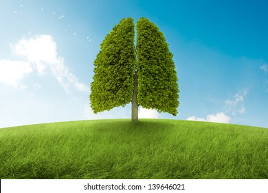 Tree with form of lungs, oxygen for the earth