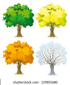 Trees Four Seasons Spring Summer Autumn Stock Vector (Royalty Free ...