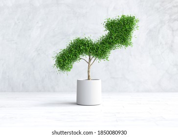 The tree grows shaped like graph. 3D illustration