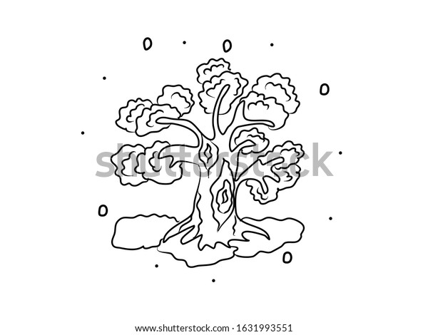 Tree Hand Drawing Coloring Page Modern Stock Illustration 1631993551 ...