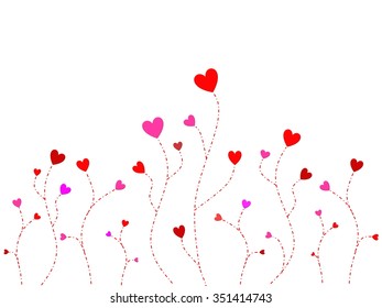 Tree with Hearts on White Background.