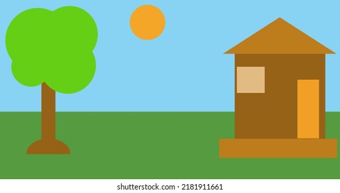 Tree House Village Scene Concept Cartoon Stock Illustration 2181911661 ...