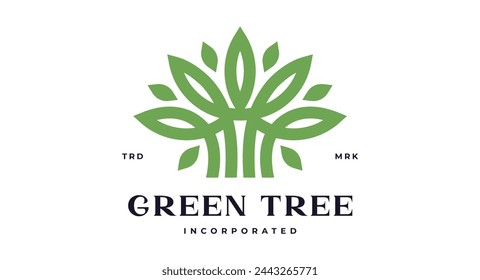 Tree Label, Sign, Logo Oak, Olive Eco Brand. Logo green tree template company sign, organic eco heraldic icon. Illustration - Powered by Shutterstock