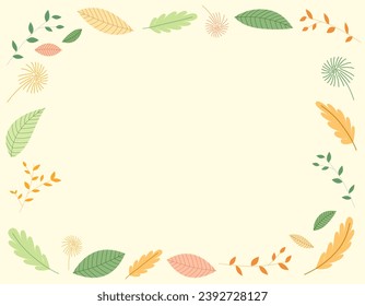 Tree leaves frame background for spring, summer, autumn decoration 