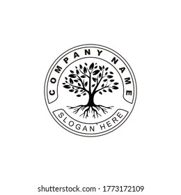 Illustration Tree Life Stamp Seal Emblem Stock Vector (Royalty Free ...