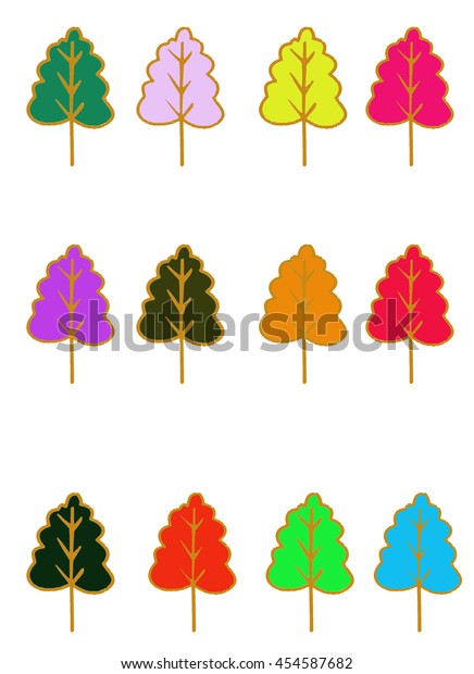 Tree Line Icons Illustration Isolated On Stock Illustration 454587682
