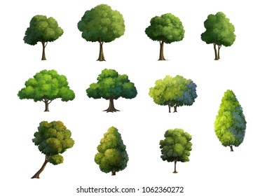 Tree Paint Cartoon Isolated On White Stock Illustration 1062360272