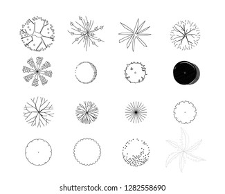 Set Tree Plan Symbols Use Architectural Stock Vector (Royalty Free ...