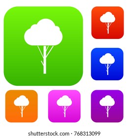 Tree set icon in different colors isolated  illustration. Premium collection
