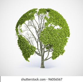 Tree shaped like the World map