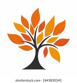 TREE VECTOR LOGO WITH ORANGE LEAF, AYURVEDA LOGO