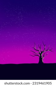 tree without leaf in nightlight 
