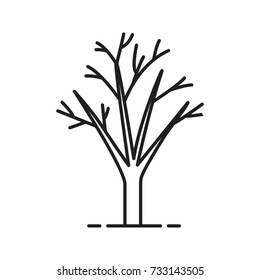 Tree without leaves linear icon. Thin line illustration. Autumn tree contour symbol. Raster isolated outline drawing