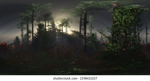 Trees In The Fog. Environment Map. HDRI Map. Equidistant Projection. Spherical Panorama. Landscape,
3D Rendering