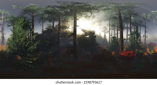 Trees In The Fog. Environment Map. HDRI Map. Equidistant Projection. Spherical Panorama. Landscape,
3D Rendering