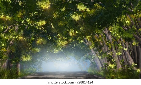trees painting illustration