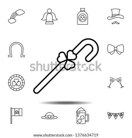 Trefoil Cane icon. Simple thin line, outline illustration element of Saint Patricks Day icons set for UI and UX, website or mobile application