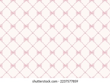 Trellis pastel pattern,trellis bow pattern,trellis floral seamless pattern Stock Illustration
