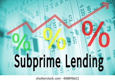 Up Trend Arrow With Percent Symbols And Inscription Subprime Lending