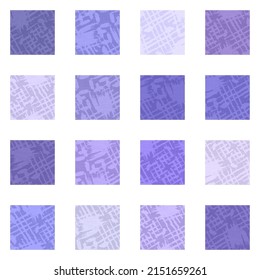 Trend color palette peri purple grid seamless pattern. Modern mosaic geometric square shape tile texture. Color of the year 2022 grid repeat background. High quality jpg raster swatch tile.