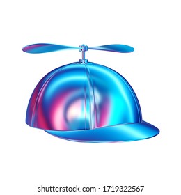 Trendy gradient kid hat with propeller isolated on white backgrounds. Creative minimal design art. 3d illustration. - Powered by Shutterstock