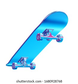 Trendy gradient skateboard deck isolated on white background. Creative minimal design art. 3d illustration.