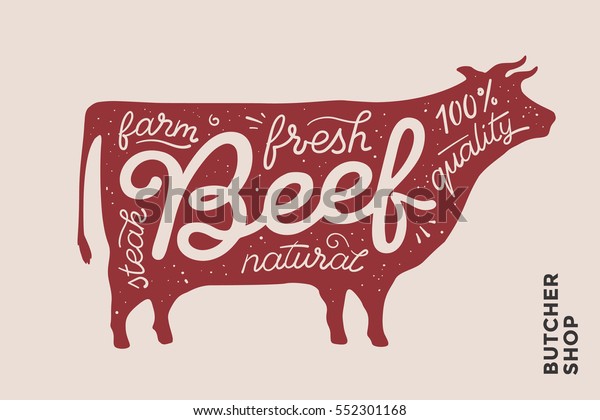 Trendy Illustration Red Cow Silhouette Words Stock Illustration 552301168