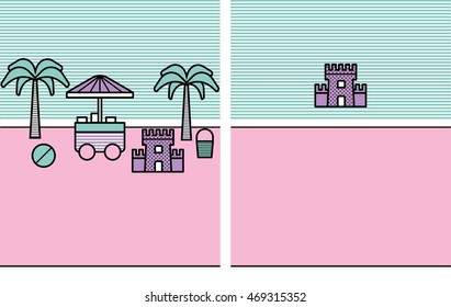 Trendy minimalisctic icon style outdoor beach event themed discount coupon, advertising flyer, gift voucher customizable template. Add text, add your logo to customize template. - Powered by Shutterstock