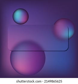 Trendy Purple Design Glass Morphism. Abstraction, Lava Lamp, Circles With Iridescence Of Blue And Pink, Modern And Daring Concept Design.