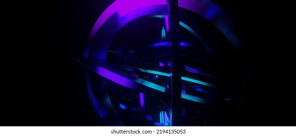 Trendy Shiny Metallic Royal Blue Purple Banner Background Wallpaper 3D Illustration