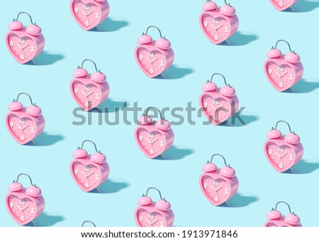 Trendy sunlight Summer pattern made with pink clock. Women's Day minimal concept. Flat lay. 3d render
