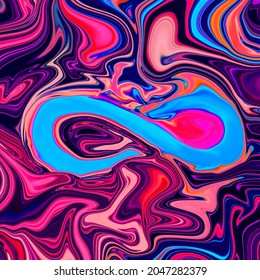 Trendy vibrant infinity sign liquid fluid abstract background future creative wallpaper for an art project