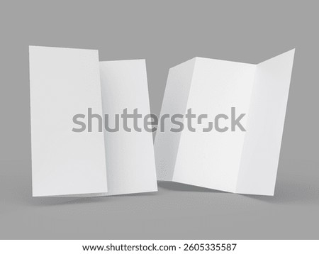 Tri fold, three panel fold, open leaflet mockup template isolated on background. Blank paper template, flyer, wedding invitation, postcard, thank you card, notecards, notepad, greeting card, brochure
