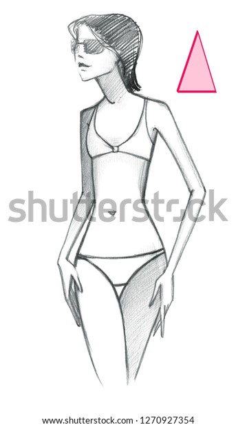 Triangle Base Down Type Female Figure Stock Illustration 1270927354