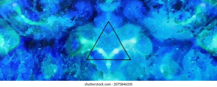 Triangle on an abstract background. Blue and turquoise