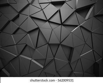 Triangle Poligon Pattern Metallic Wall Background. 3d Render Illustration