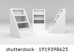 Triangle Shape POS Product Display, Blank Empty Ad Stand, 3D render