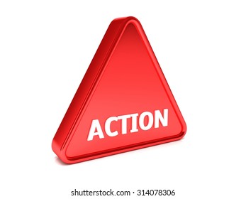 Triangle, surround, red sign that says 