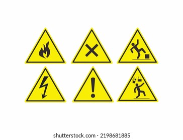 Triangle Warning Sign Yellow And Black,Various Warning Symbols, Chemical Warning, Electrical Warning