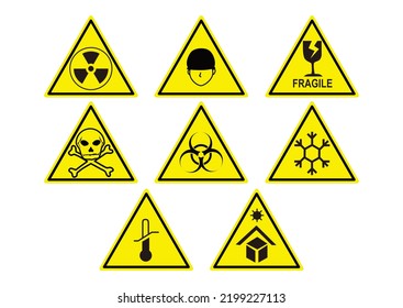 Triangle Warning Sign Yellow And Black,Various Warning Symbols, Chemical Warning, Electrical Warning