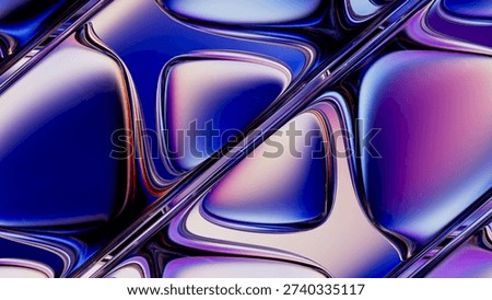 Triangular glass pattern with metallic reflections and gradient lighting. 3d render illustration.