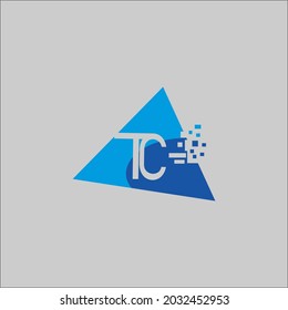 triangular logo with blue color combination TC writing