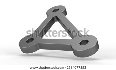 Triangular Metallic Link. Isolated. White background. 3d render