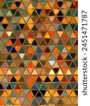 triangular mosaic harlequin random pattern with many bright coloured similar shaped design