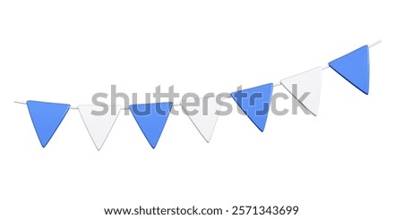 Similar – Image, Stock Photo A long, colorful pennant garland from the summer festival dries in the sun on the lawn after the rain.