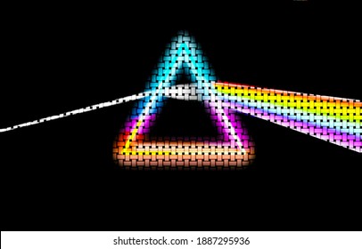 triangular prism breaks light into spectral colors